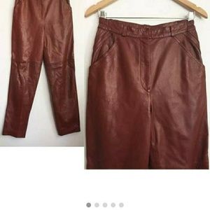 Suzelle Leather Pants Size 12 Red/Maroon